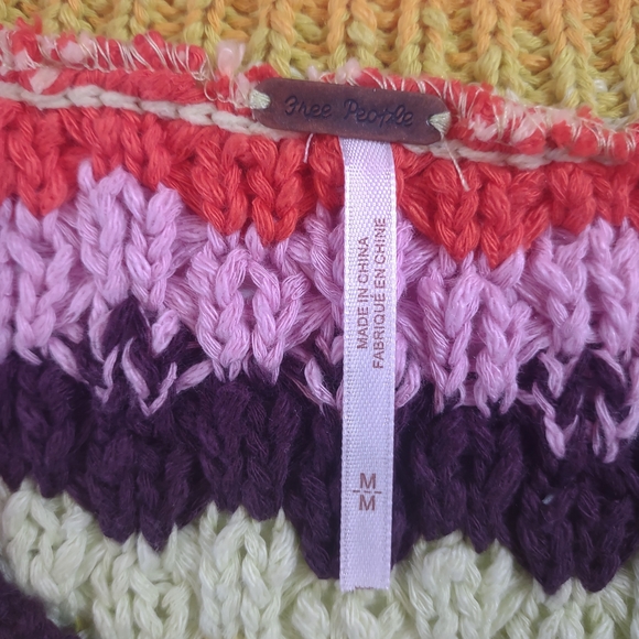 NWOT Free People| Summer Daze Sweater Vest| Yellows, Peach, Lilac, Plum| Sz Med - Picture 5 of 5